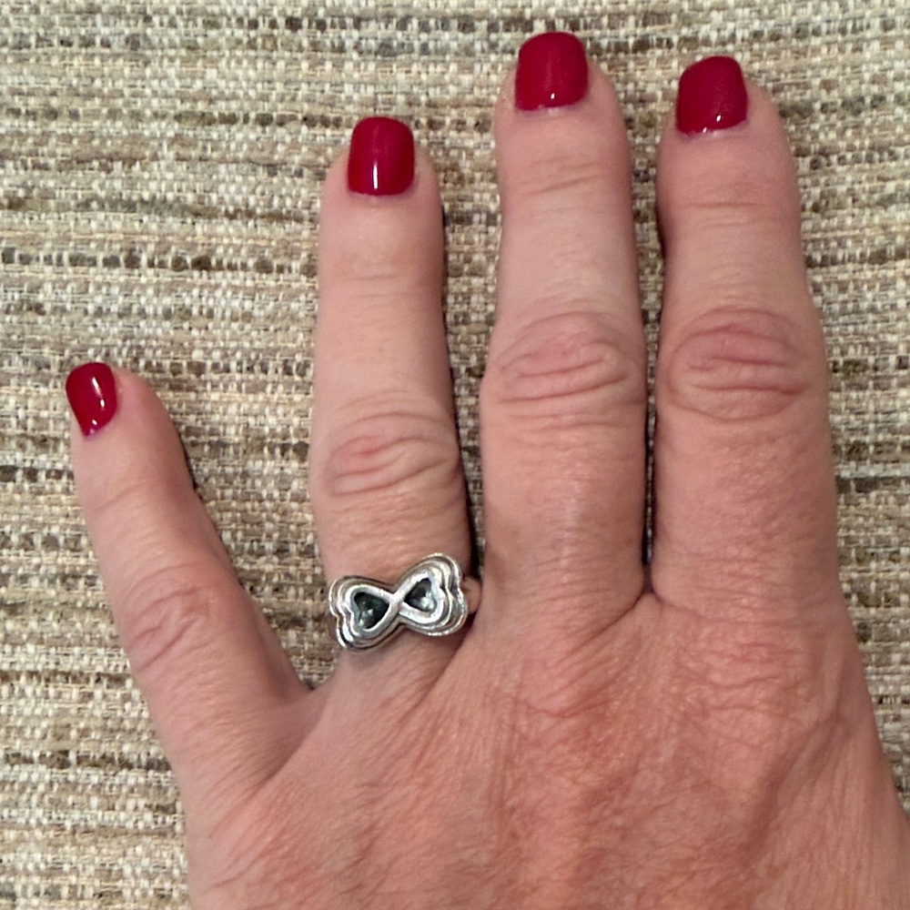 Lee Brevard Sterling Silver and Blue Topaz Double Heart Ring
